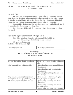 Giáo án môn Hình học 9 - Tiết 25: Vị trí tương đối của đường thẳng và đường tròn