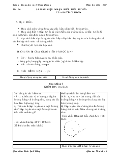 Giáo án môn Hình học 9 - Tiết 26: Dấu hiệu nhận biết tiếp tuyến của đường tròn