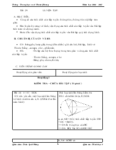 Giáo án môn Hình học 9 - Tiết 29: Luyện tập