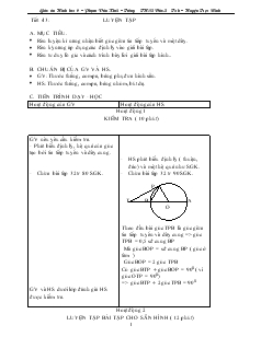 Giáo án môn Hình học 9 - Tiết 43: Luyện tập