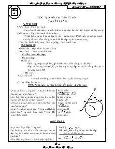 Giáo án môn Hình học 9 - Trường THCS Triệu Thuận - Tiết 42: Góc tạo bởi tai tiếp tuyến và dây cung
