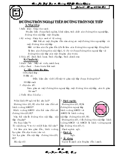 Giáo án môn Hình học 9 - Trường THCS Triệu Thuận - Tiết 50: Đường tròn ngoại tiếp. đường tròn nội tiếp