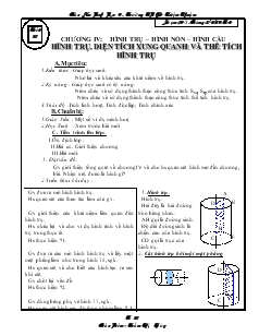 Giáo án môn Hình học 9 - Trường THCS Triệu Thuận - Tiết 58: Hình trụ. diện tích xung quanh và thể tích hình trụ