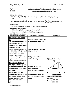 Giáo án môn Hình học khối 9 - Chương I - Tiết 2: Một số hệ thức về cạnh và đường cao trong tam giác vuông