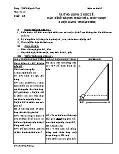Giáo án môn Hình học khối 9 - Chương I - Trường THCS Nguyễn Trực - Tiết 15: Ứng dụng thực tế các tỉ số lượng giác của góc nhọn thực hành ngoài trời