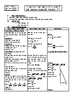 Giáo án môn Hình học khối 9 - Chương I - Tuần 6 - Tiết 11: Một số hệ thức về cạnh và góc trong tam giác vuông