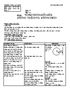 Giáo án môn Hình học khối 9 - Chương II - Trường THCS Lạc Xuân - Tiết 25: Vị trí tương đối giữa đường thẳng và đường tròn