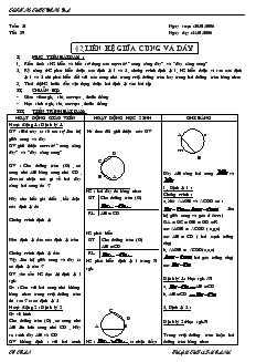 Giáo án môn Hình học khối 9 - Chương III - Trường THPT Đống Đa - Tiết 39: Liên hệ giữa cung và dây