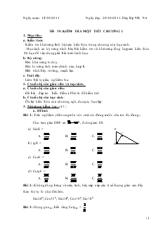 Giáo án môn Hình học khối 9 - Tiết 19: Kiểm tra một tiết chương I