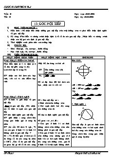 Giáo án môn Hình học khối 9 - Trường THPT Đống Đa - Chương III - Tiết 40: Góc nội tiếp