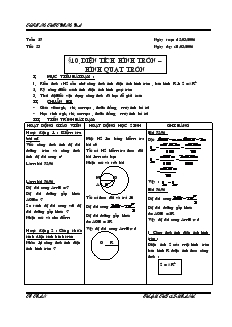 Giáo án môn Hình học khối 9 - Trường THPT Đống Đa - Chương III - Tiết 53: Diện tích hình tròn, hình quạt tròn
