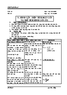 Giáo án môn Hình học khối 9 - Trường THPT Đống Đa - Chương IV - Tiết 63: Hình cầu, diện tích mặt cầu và thể tích hình cầu