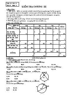 Giáo án môn Hình học khối 9 - Tuần 32 - Tiết 59: Kiểm tra chương III