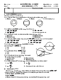 Giáo án môn Hình học lớp 9 - Bài kiểm tra 45 phút môn: Hình học (Tiết 57)