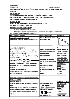 Giáo án môn Hình học lớp 9 - Chương I - Tiết 1: Một số hệ thức về cạnh và đường cao trong tam giác vuông