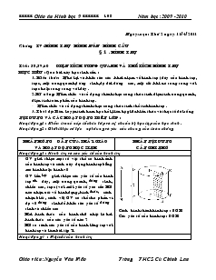 Giáo án môn Hình học lớp 9 - Chương IV: Hình trụ, hình nón, hình cầu năm 2010 - 2011