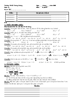 Giáo án môn Hình học lớp 9 - Kiếm tra 1 tiết môn Đại số - Trường THCS Trưng Vương