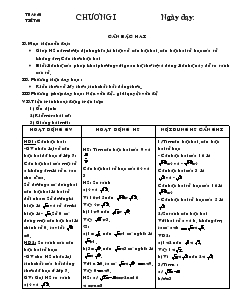 Giáo án môn Hình học lớp 9 - Tiết 1: Căn bậc hai