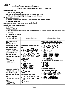 Giáo án môn Hình học lớp 9 - Tiết 11: Biến đổi đơn giản biểu thức chứa căn thức bậc hai