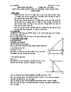 Giáo án môn Hình học lớp 9 - Tiết 13, 14, 15: Ứng dụng thực tế của tỷ số lượng giác, thực hành ngoài trời