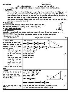 Giáo án môn Hình học lớp 9 - Tiết 13, 14: Một số hệ thức về cạnh và góc trong tam giác vuông
