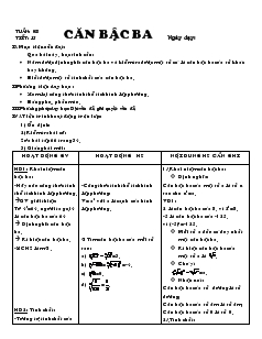 Giáo án môn Hình học lớp 9 - Tiết 13: Căn bậc ba