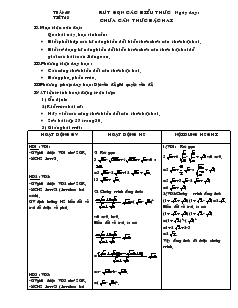 Giáo án môn Hình học lớp 9 - Tiết 13: Rút gọn các biểu thức chứa căn thức bậc hai