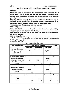 Giáo án môn Hình học lớp 9 - Tiết 19: Kiểm tra viết chương I (hệ thức lượng)