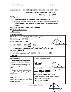 Giáo án môn Hình học lớp 9 - Tiết 2: Một số hệ thức về cạnh và đường cao trong tam giác vuông (tiết 2)