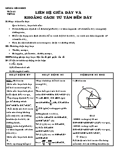 Giáo án môn Hình học lớp 9 - Tiết 25: Liên hệ giữa dây và khoảng cách từ tâm đến dây