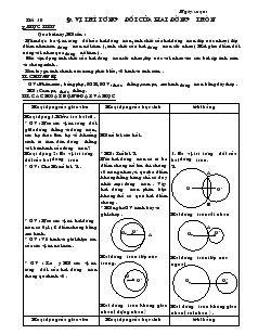 Giáo án môn Hình học lớp 9 - Tiết 30: Vị trí tương đối của hai đường tròn