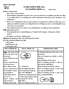 Giáo án môn Hình học lớp 9 - Tiết 33: Vị trí tương đối của hai đường tròn