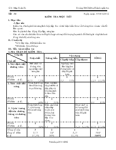 Giáo án môn Hình học lớp 9 - Tiết 34: Kiểm tra một tiết - Trường THCS Đức Thành - Nghệ An