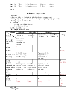 Giáo án môn Hình học lớp 9 - Tiết 34: Kiểm tra một tiết