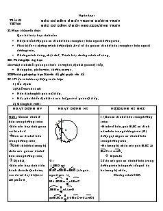 Giáo án môn Hình học lớp 9 - Tiết 46: Góc có đỉnh ở bên trong đưng tròn góc có đỉnh ở bên ngoài đường tròn