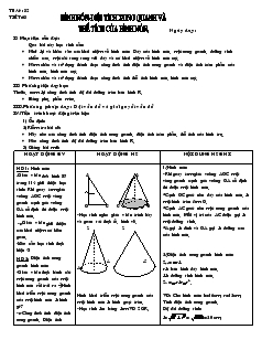 Giáo án môn Hình học lớp 9 - Tiết 63: Hình nón, diện tích xung quanh và thể tích của hình nón