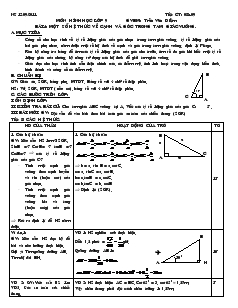 Giáo án môn Hình học lớp 9 - Tiết 8, 9: Một số hệ thức về cạnh và góc trong tam giác vuông