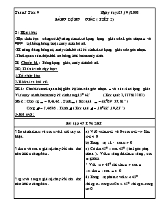 Giáo án môn Hình học lớp 9 - Tuần 5 - Tiết 9, 10