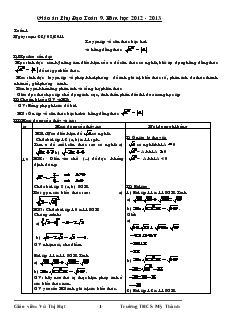 Giáo án Phụ Đạo Toán 9 Năm học 2012 - 2013
