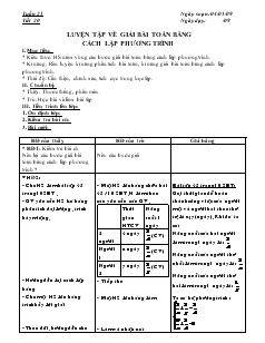 Giáo án Tự chọn Đại số 9 - từ tuần 21 đến tuần 33