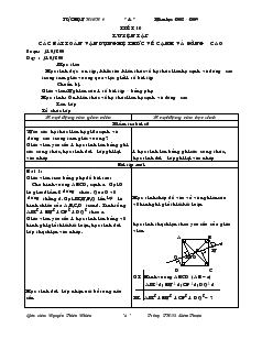 Giáo án Tự chọn Hình học 9 - Tiết 10 : Luyện tập các bài toán vận dụng hệ thức về cạnh và đường cao