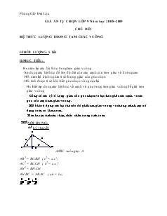 Giáo án Tự chọn lớp 9 năm học 2008-2009