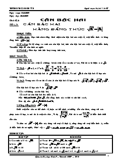 Giáo án Tự chọn Toán 9 - Trường THCS Nhơn Tân