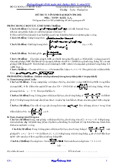 Hướng dẫn giải đề thi tuyển sinh đại học Khối A- Năm 2012