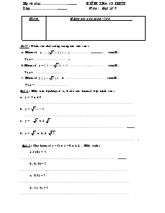 Kiểm tra 15 phút môn: Đại số 9