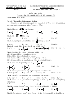 Kỳ thi tuyển sinh trung học phổ thông năm học 2006 – 2007 - Đề thi khảo sát chất lượng môn thi: Toán - Đề 3