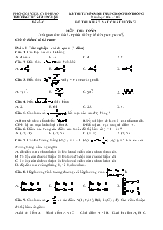 Kỳ thi tuyển sinh trung học phổ thông năm học 2006 – 2007 - Đề thi khảo sát chất lượng môn thi: Toán - Đề 4