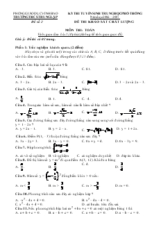 Kỳ thi tuyển sinh trung học phổ thông năm học 2006 – 2007 - Đề thi khảo sát chất lượng môn thi: Toán - Đề 2