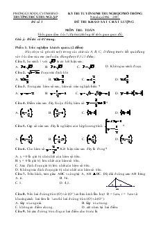 Kỳ thi tuyển sinh trung học phổ thông năm học 2006 – 2007 - Đề thi khảo sát chất lượng môn thi: Toán - Đề 1