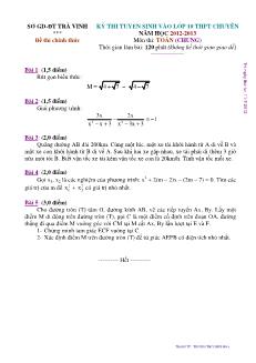 Kỳthi tuyển sinh vào lớp 10 thpt chuyên năm học 2012 - 2013 môn thi: Toán